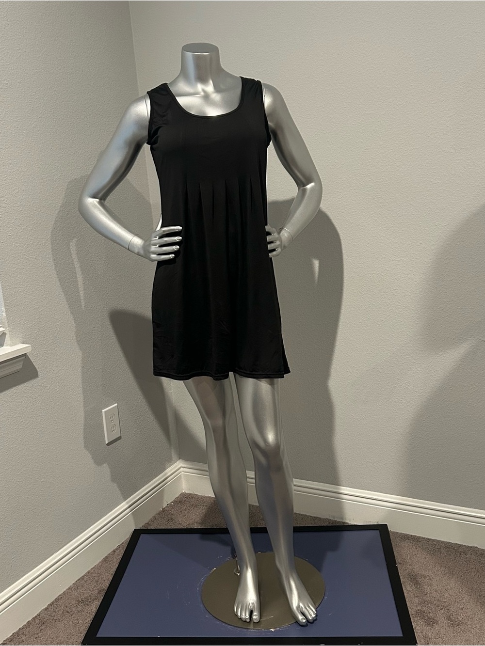 Sleeveless Black Mini Dress with Scoop Neck